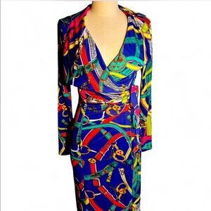 Multi-colored wrap dress